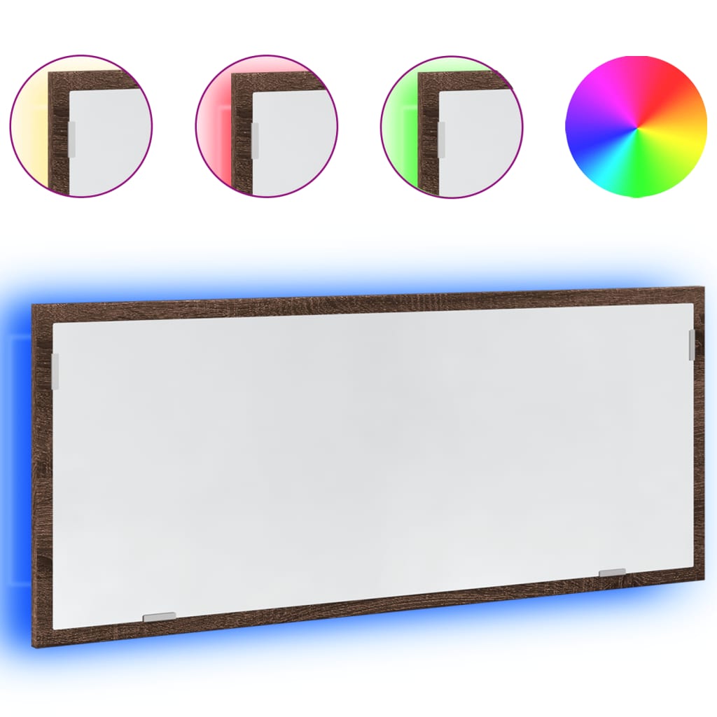 Badkamerspiegel met LED 100x8,5x37 cm bewerkt hout bruin eiken is nu te koop bij PeponiXL, paradijselijk wonen!