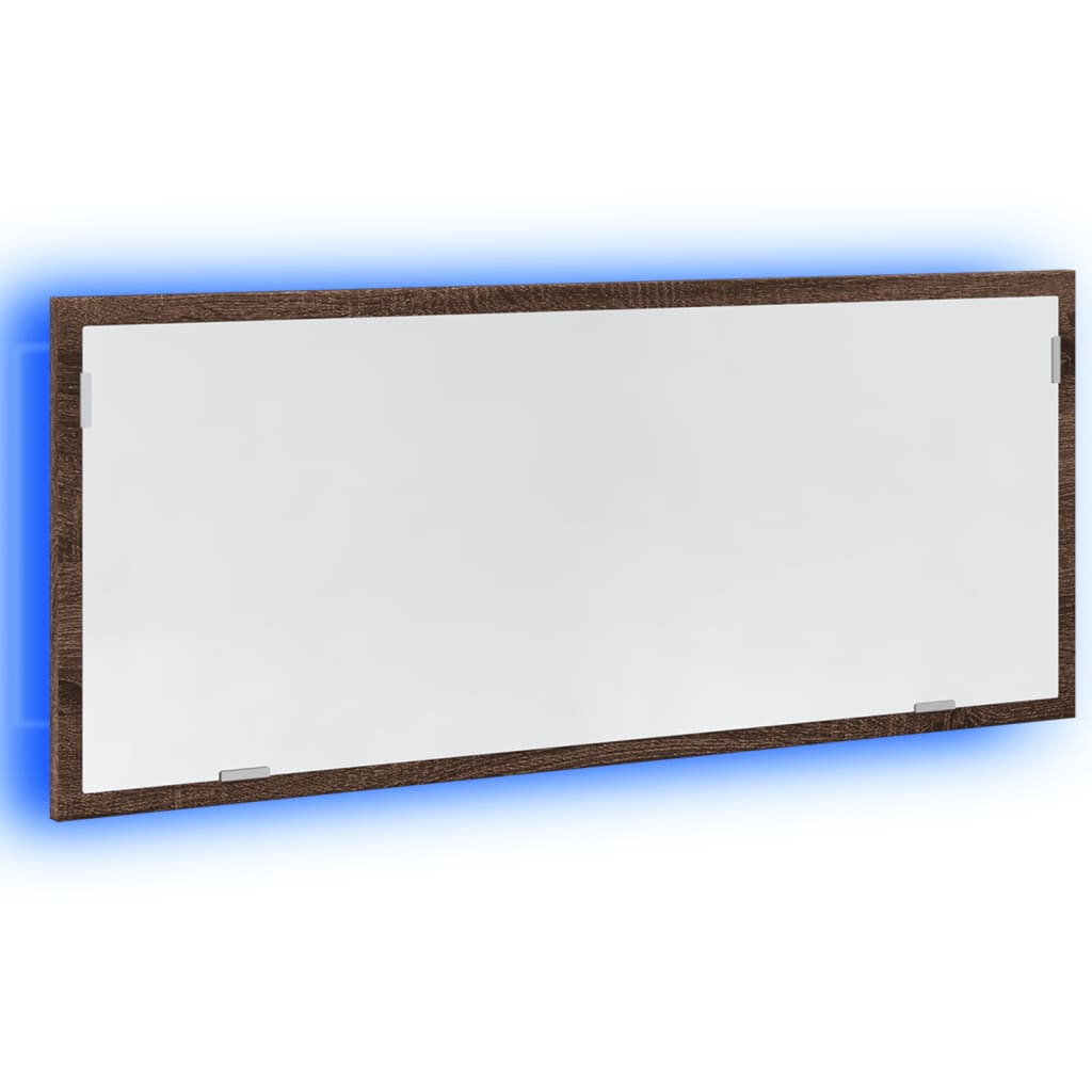 Badkamerspiegel met LED 100x8,5x37 cm bewerkt hout bruin eiken is nu te koop bij PeponiXL, paradijselijk wonen!