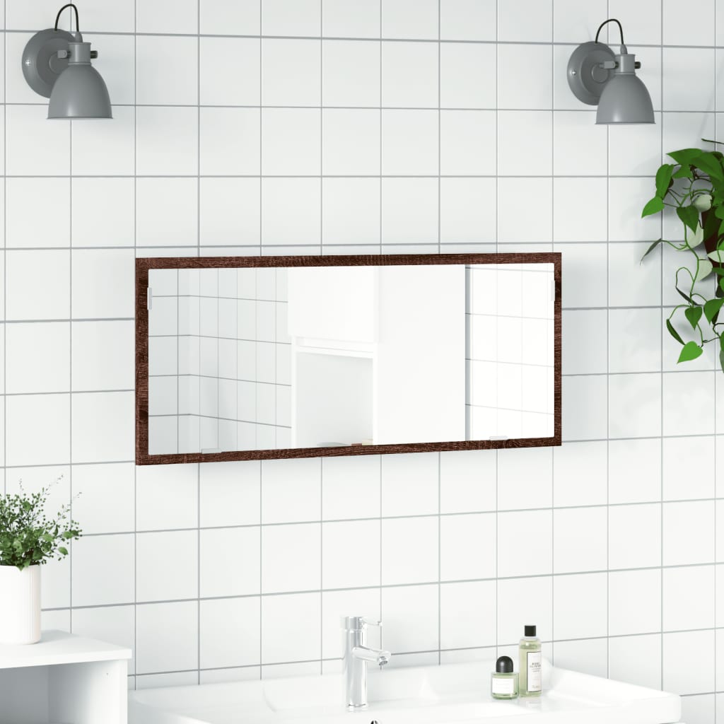 Badkamerspiegel met LED 100x8,5x37 cm bewerkt hout bruin eiken is nu te koop bij PeponiXL, paradijselijk wonen!