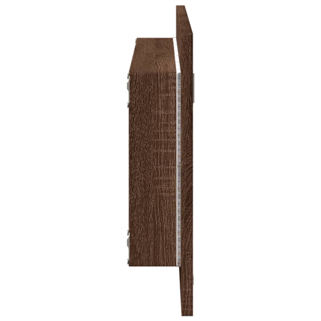 Badkamerspiegel met LED 100x8,5x37 cm bewerkt hout bruin eiken is nu te koop bij PeponiXL, paradijselijk wonen!