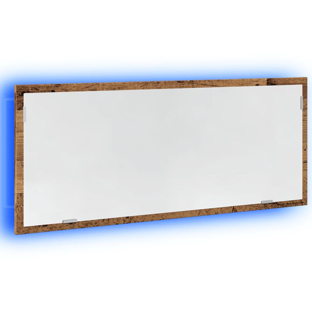 Badkamerspiegel met LED 100x8,5x37 cm bewerkt hout oud hout is nu te koop bij PeponiXL, paradijselijk wonen!