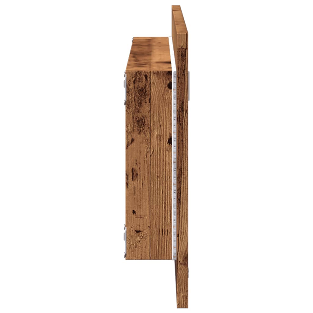 Badkamerspiegel met LED 100x8,5x37 cm bewerkt hout oud hout is nu te koop bij PeponiXL, paradijselijk wonen!