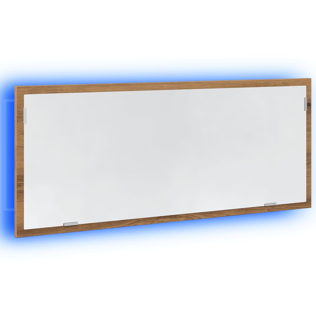 Badkamerspiegel LED 100x8,5x37 cm bewerkt hout artisanaal eiken is nu te koop bij PeponiXL, paradijselijk wonen!