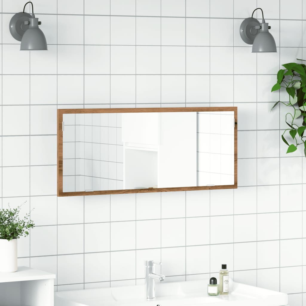 Badkamerspiegel LED 100x8,5x37 cm bewerkt hout artisanaal eiken is nu te koop bij PeponiXL, paradijselijk wonen!