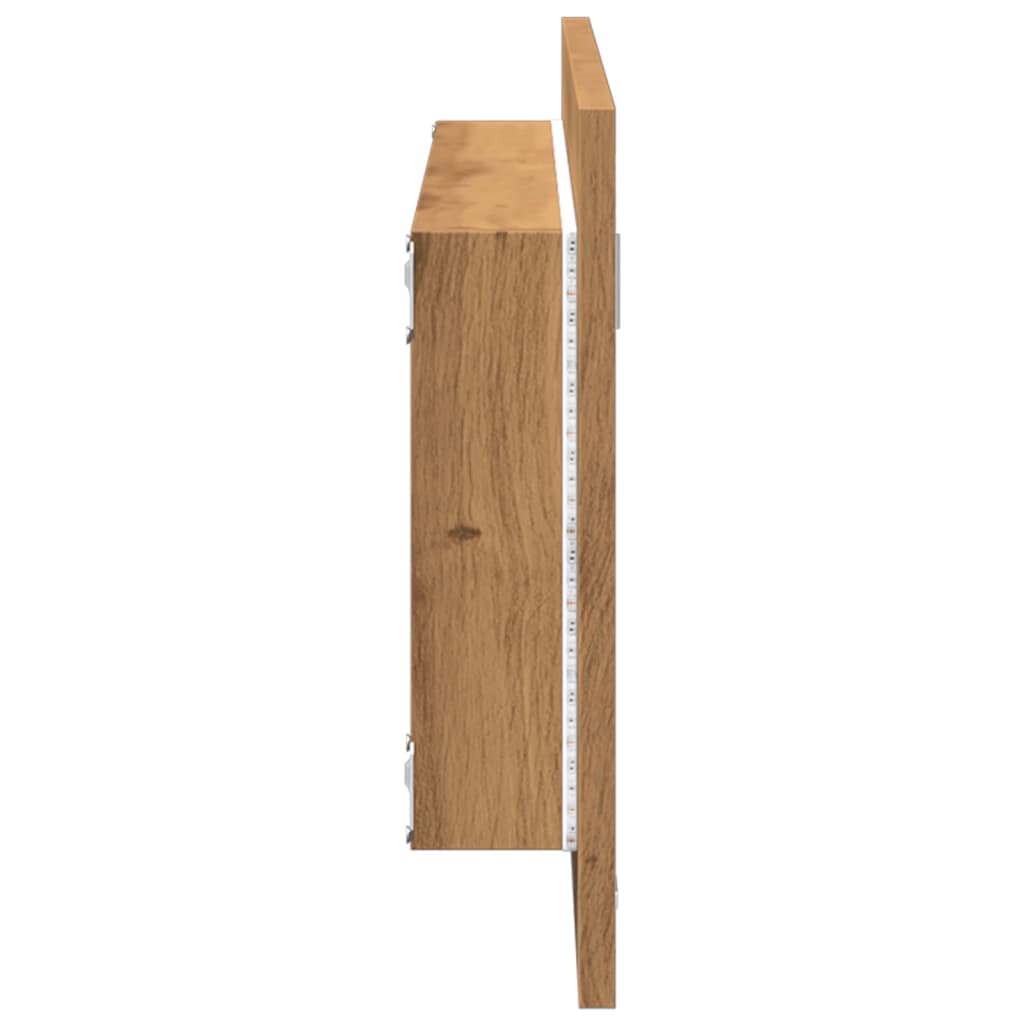 Badkamerspiegel LED 100x8,5x37 cm bewerkt hout artisanaal eiken is nu te koop bij PeponiXL, paradijselijk wonen!