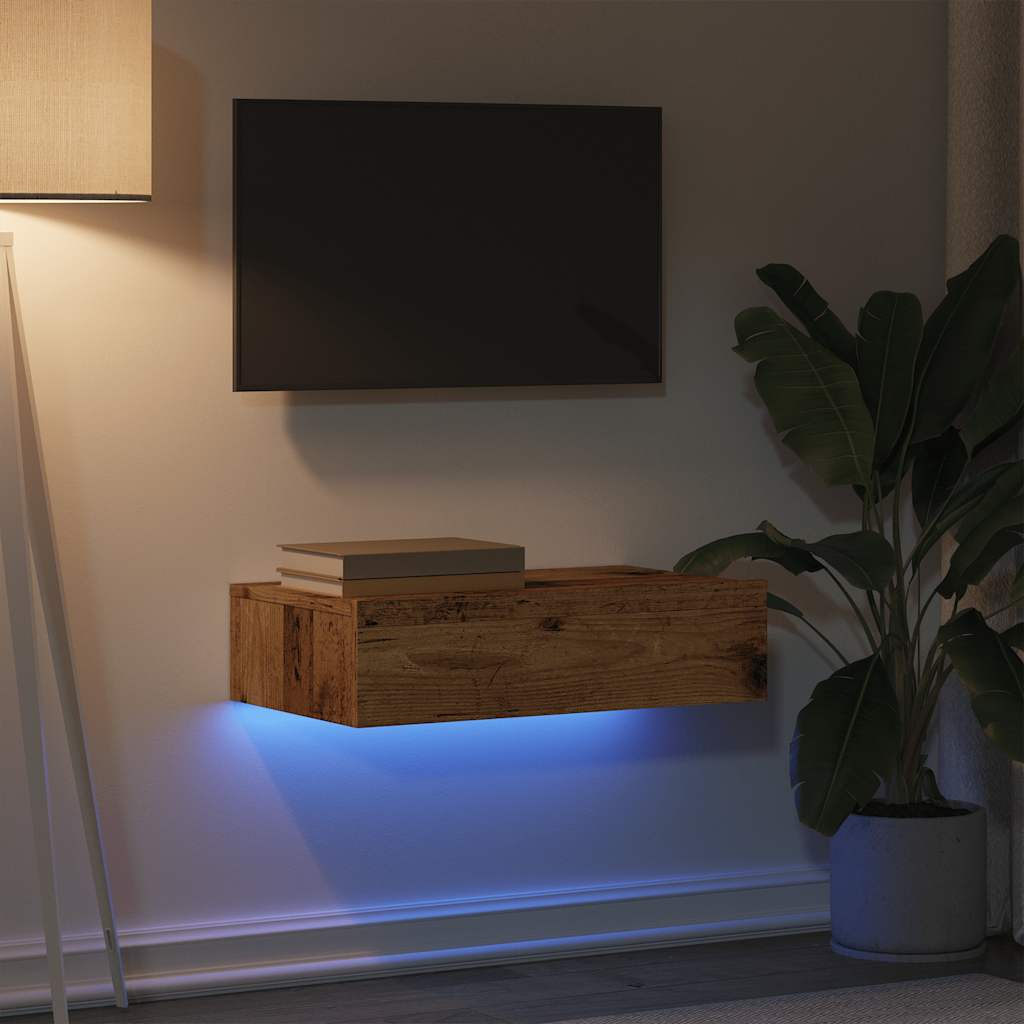 Tv-meubel met LED-verlichting 60x35x15,5 cm oud houtkleurig is nu te koop bij PeponiXL, paradijselijk wonen!