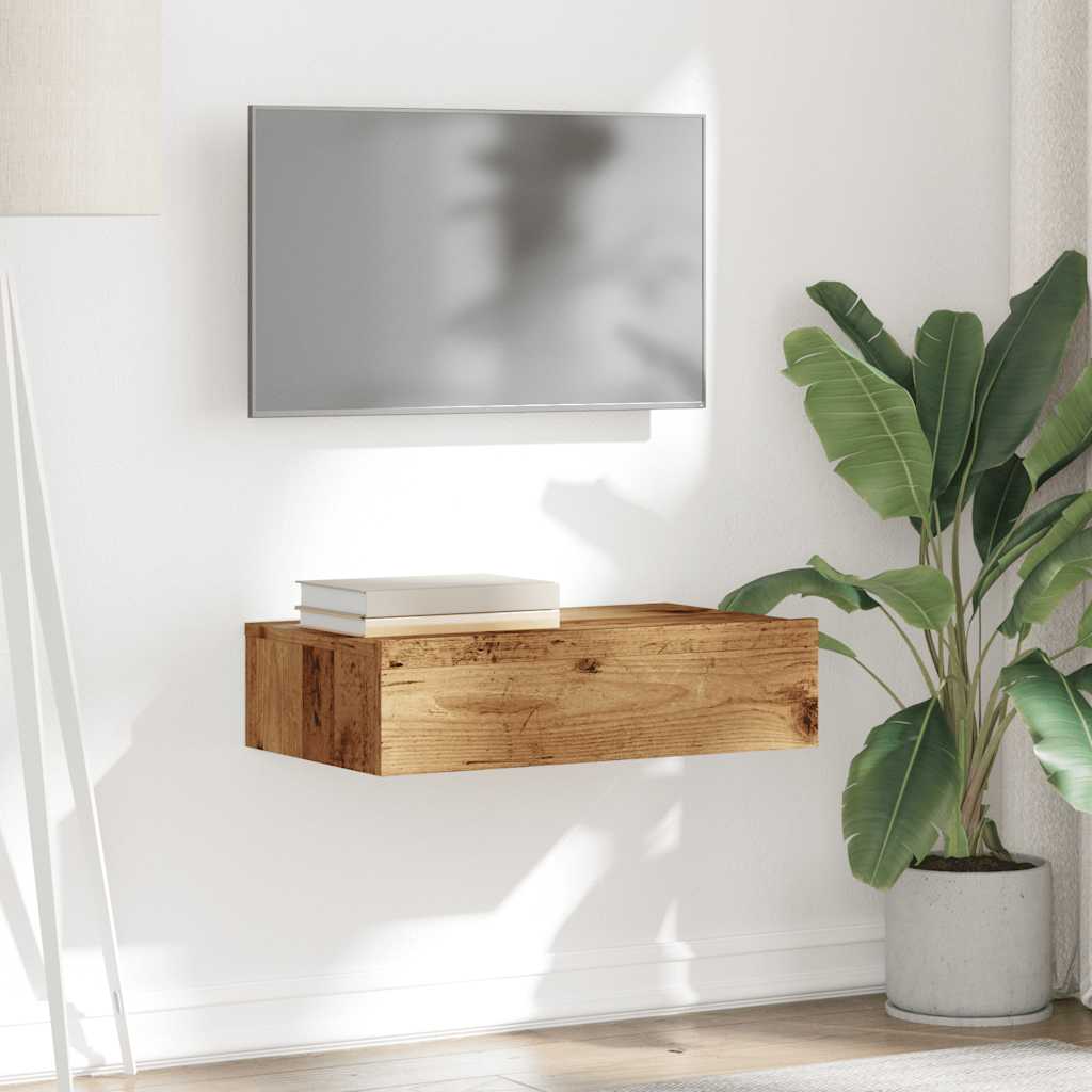Tv-meubel met LED-verlichting 60x35x15,5 cm oud houtkleurig is nu te koop bij PeponiXL, paradijselijk wonen!
