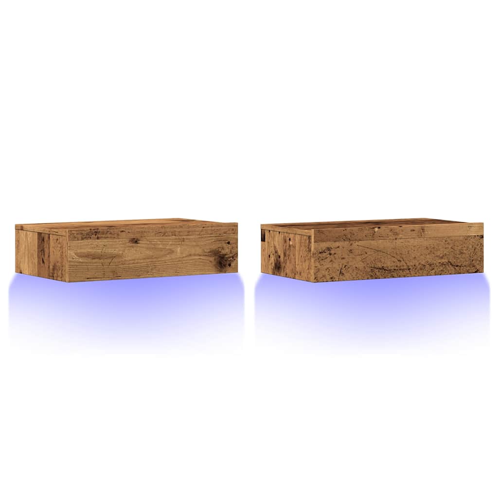 Tv-meubels met LED-verlichting 2 st 60x35x15,5 cm oud hout is nu te koop bij PeponiXL, paradijselijk wonen!