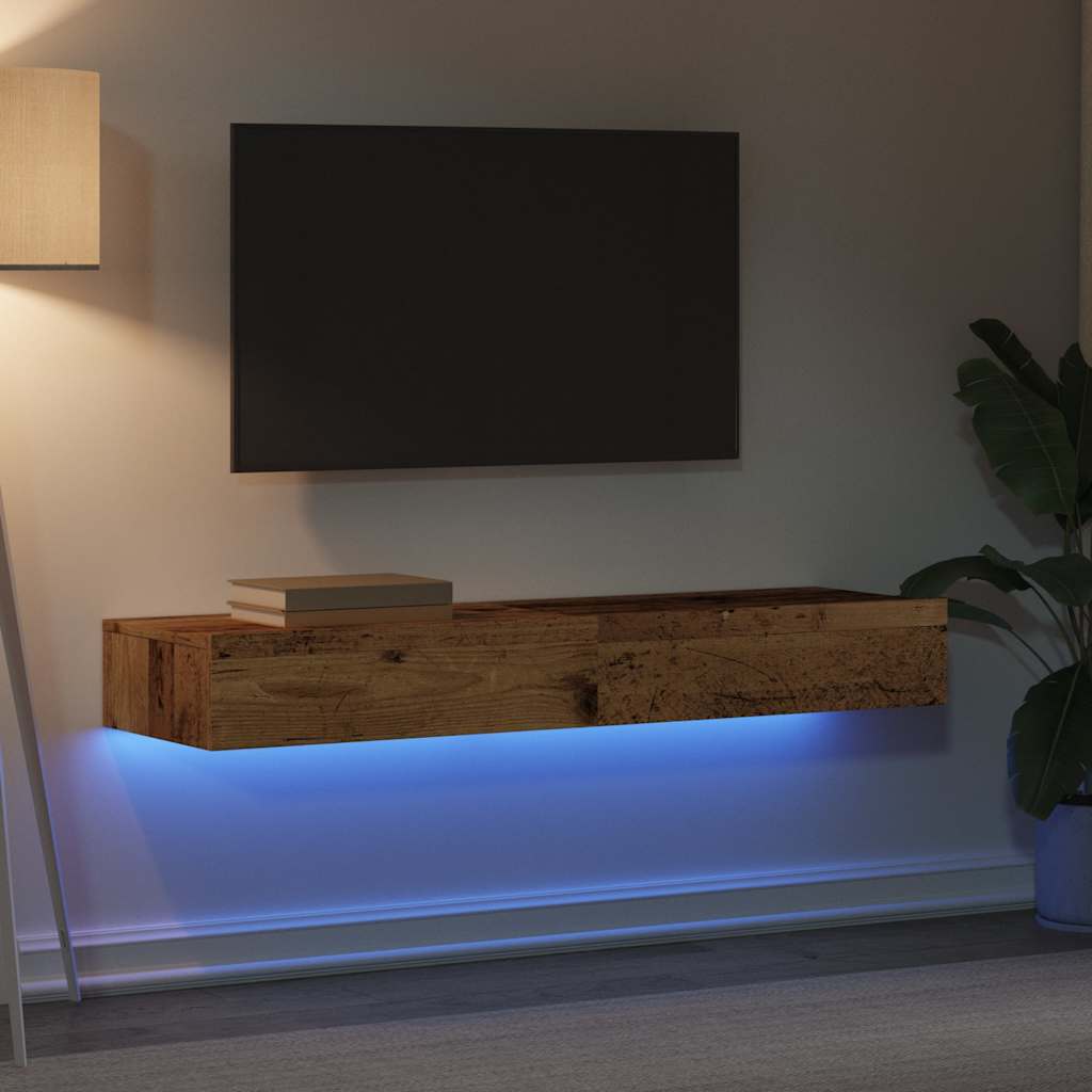 Tv-meubels met LED-verlichting 2 st 60x35x15,5 cm oud hout is nu te koop bij PeponiXL, paradijselijk wonen!