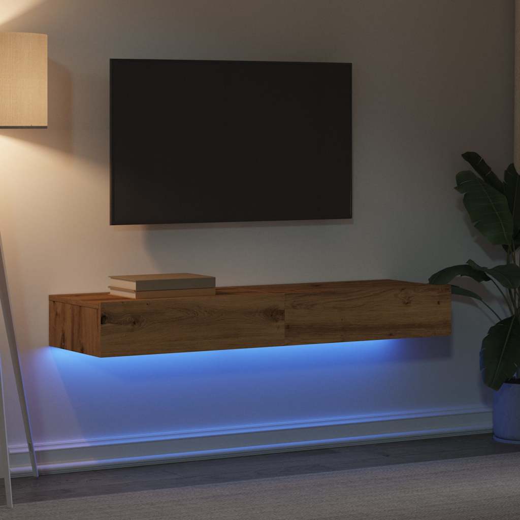 Tv-meubels 2 st met LED's 60x35x15,5 cm artisanaal eikenkleur is nu te koop bij PeponiXL, paradijselijk wonen!