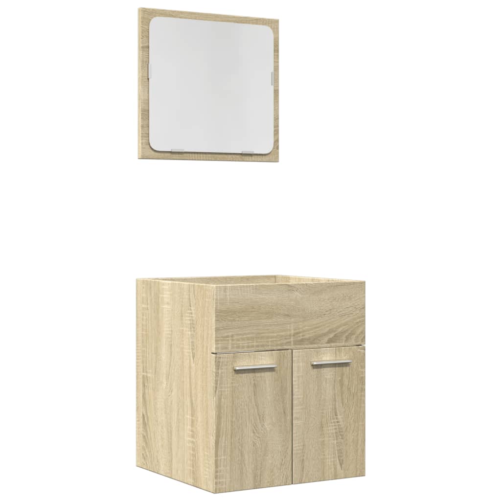 2-delige Badkamermeubelset bewerkt hout sonoma eikenkleurig is nu te koop bij PeponiXL, paradijselijk wonen!