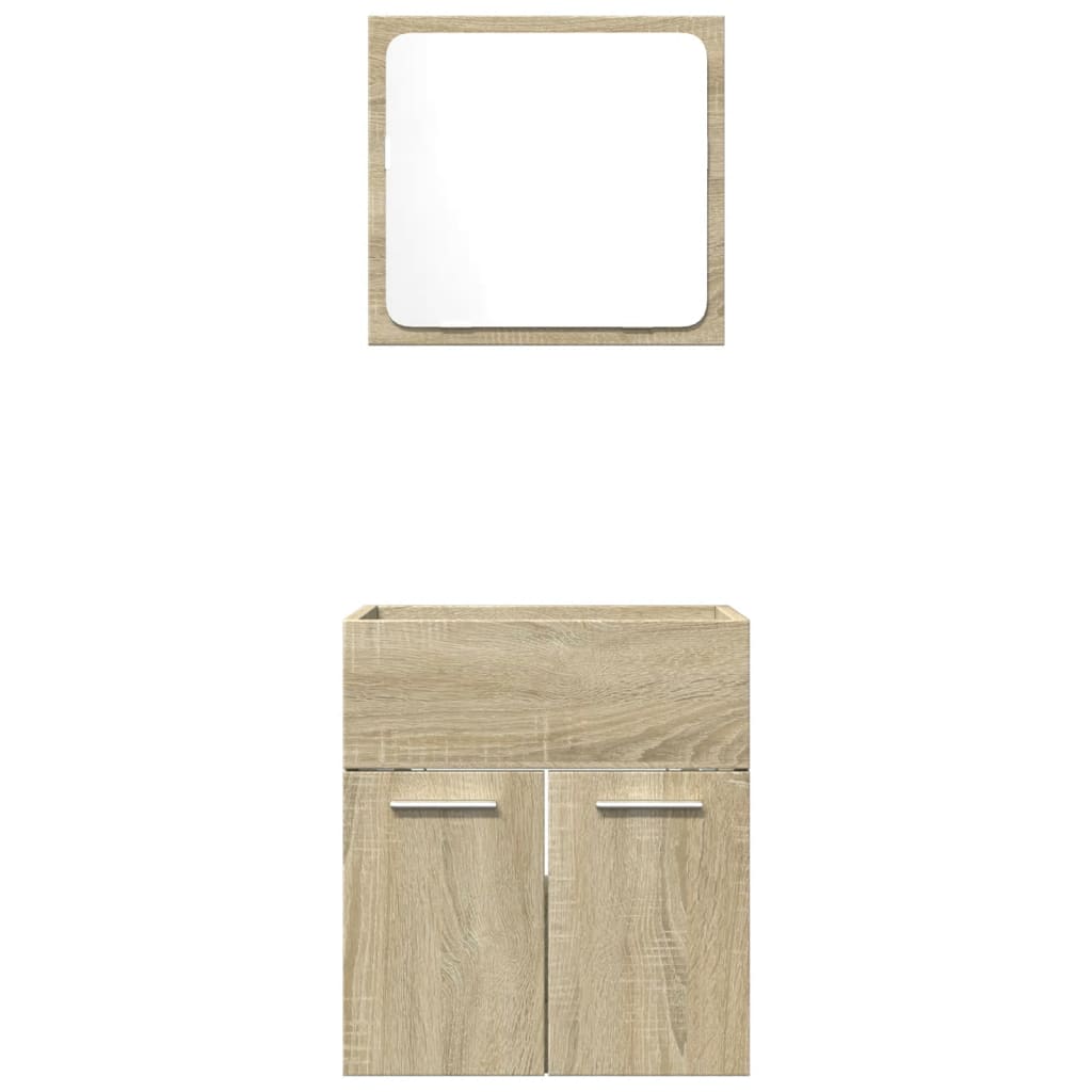 2-delige Badkamermeubelset bewerkt hout sonoma eikenkleurig is nu te koop bij PeponiXL, paradijselijk wonen!