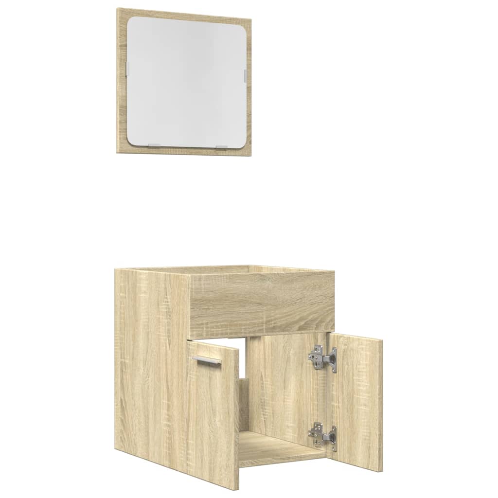 2-delige Badkamermeubelset bewerkt hout sonoma eikenkleurig is nu te koop bij PeponiXL, paradijselijk wonen!