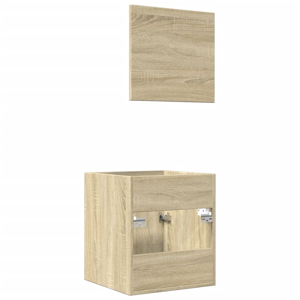 2-delige Badkamermeubelset bewerkt hout sonoma eikenkleurig is nu te koop bij PeponiXL, paradijselijk wonen!
