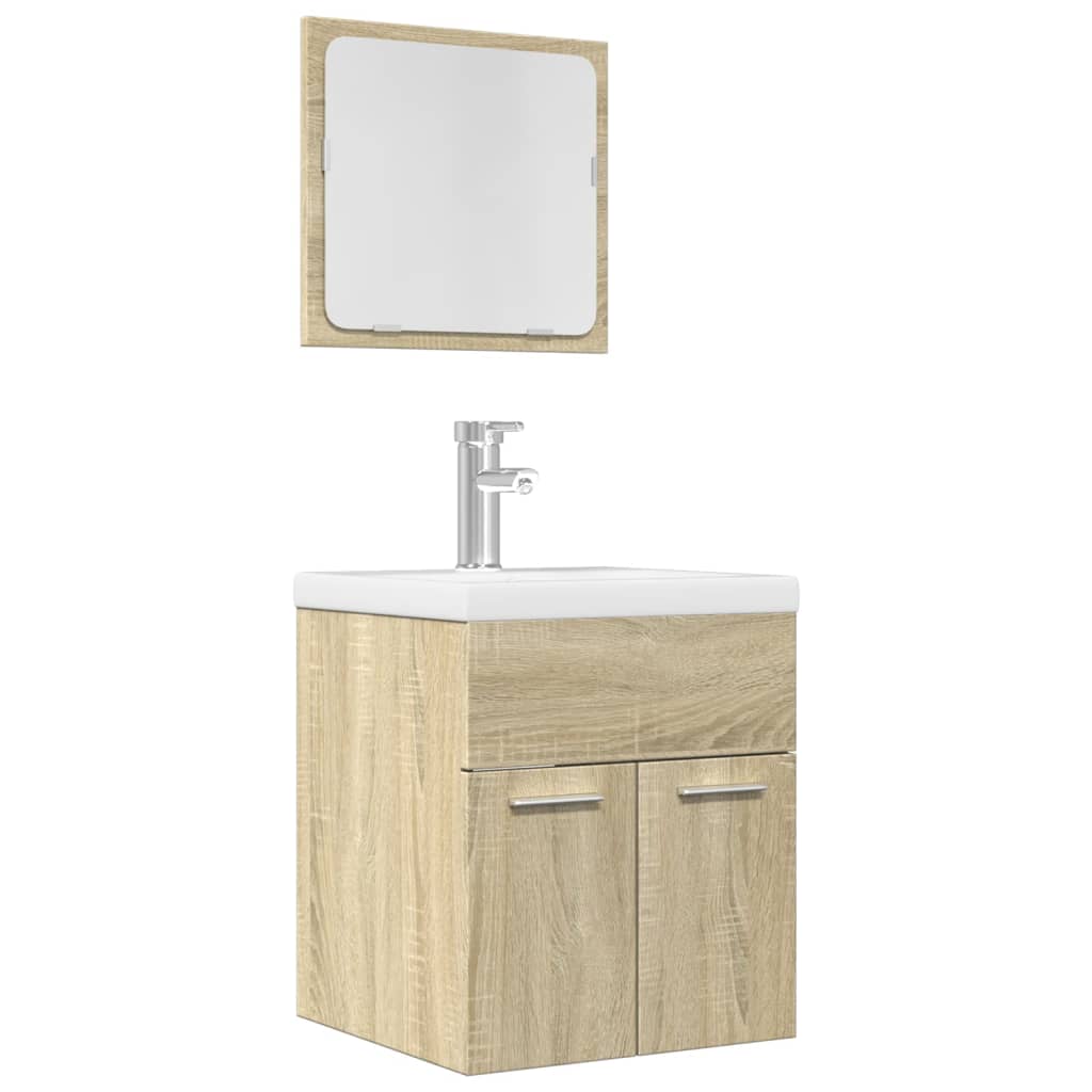 2-delige Badkamermeubelset bewerkt hout sonoma eikenkleurig is nu te koop bij PeponiXL, paradijselijk wonen!