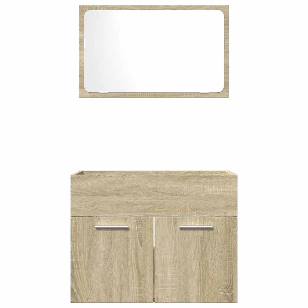 2-delige Badkamermeubelset bewerkt hout sonoma eikenkleurig is nu te koop bij PeponiXL, paradijselijk wonen!