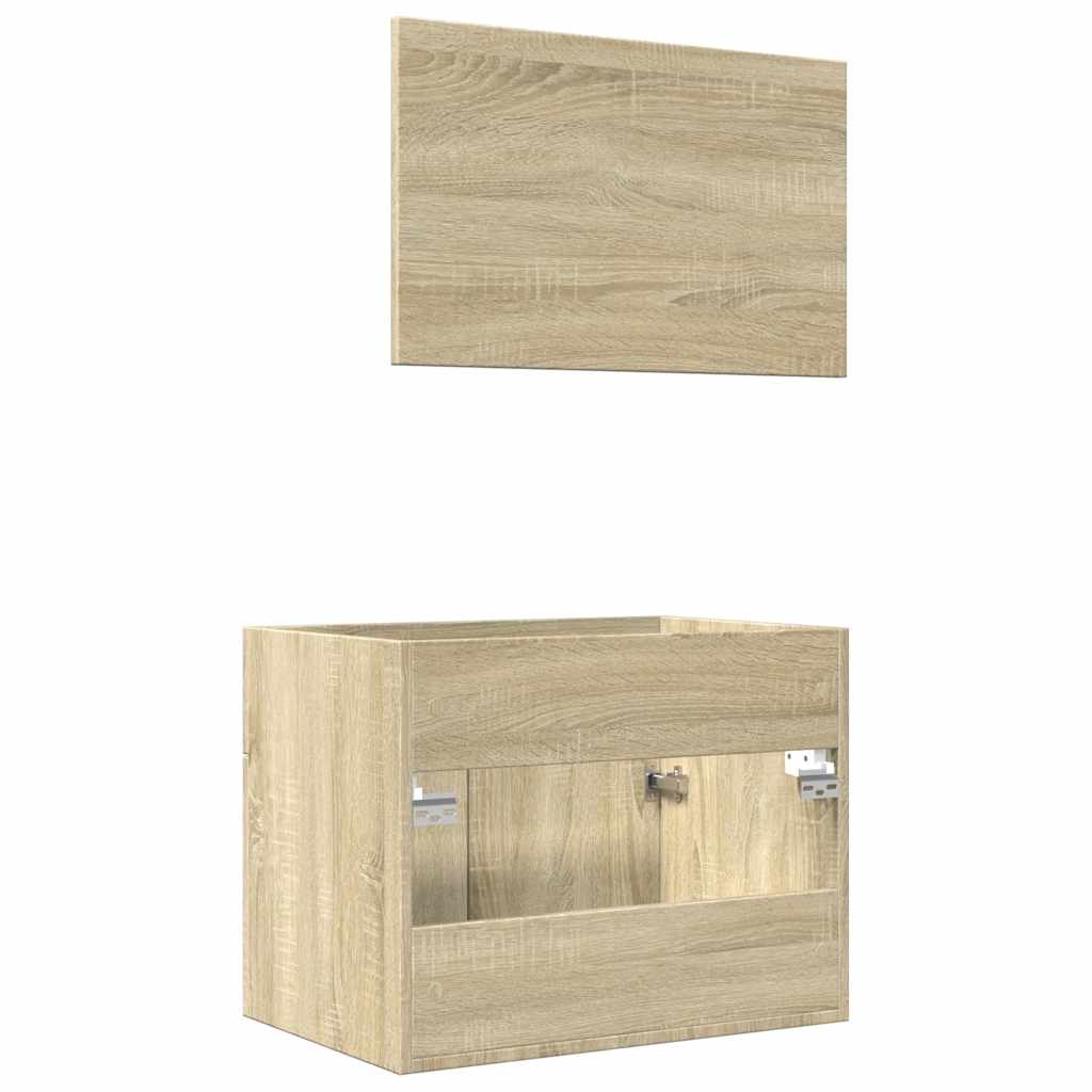 2-delige Badkamermeubelset bewerkt hout sonoma eikenkleurig is nu te koop bij PeponiXL, paradijselijk wonen!