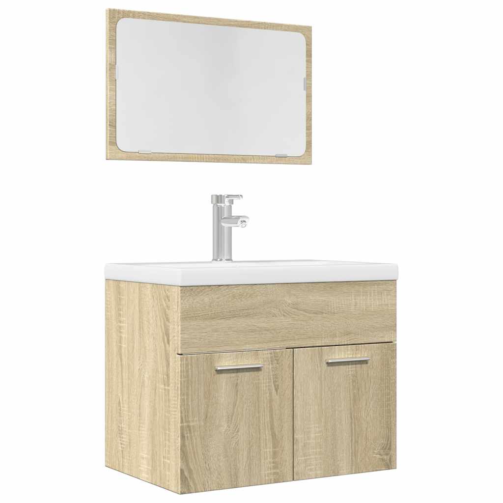 2-delige Badkamermeubelset bewerkt hout sonoma eikenkleurig is nu te koop bij PeponiXL, paradijselijk wonen!
