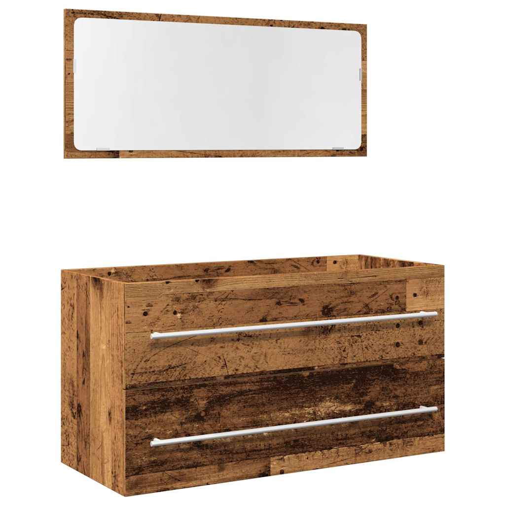 2-delige Badkamermeubelset bewerkt hout oud houtkleurig is nu te koop bij PeponiXL, paradijselijk wonen!