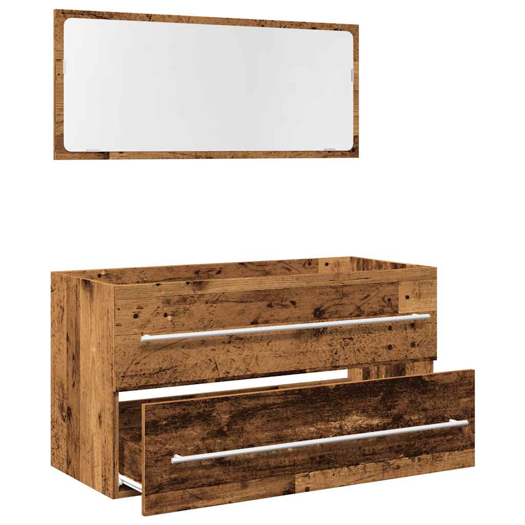 2-delige Badkamermeubelset bewerkt hout oud houtkleurig is nu te koop bij PeponiXL, paradijselijk wonen!