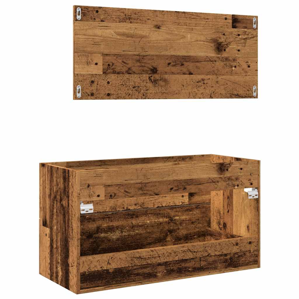2-delige Badkamermeubelset bewerkt hout oud houtkleurig is nu te koop bij PeponiXL, paradijselijk wonen!