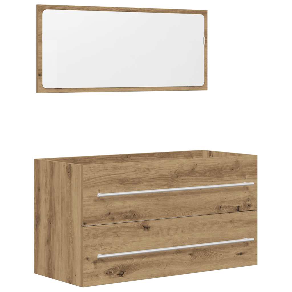 2-delige Badkamermeubelset bewerkt hout artisanaal eikenkleur is nu te koop bij PeponiXL, paradijselijk wonen!