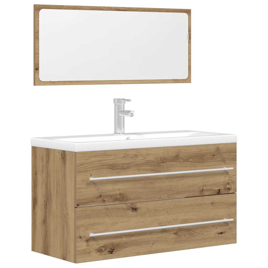 2-delige Badkamermeubelset bewerkt hout artisanaal eikenkleur is nu te koop bij PeponiXL, paradijselijk wonen!