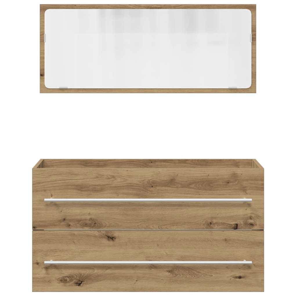 2-delige Badkamermeubelset bewerkt hout artisanaal eikenkleur is nu te koop bij PeponiXL, paradijselijk wonen!