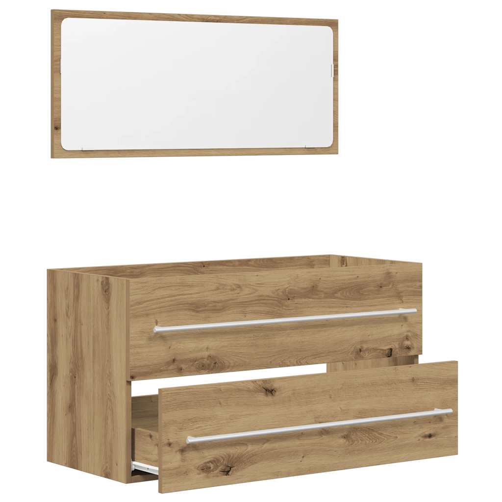 2-delige Badkamermeubelset bewerkt hout artisanaal eikenkleur is nu te koop bij PeponiXL, paradijselijk wonen!