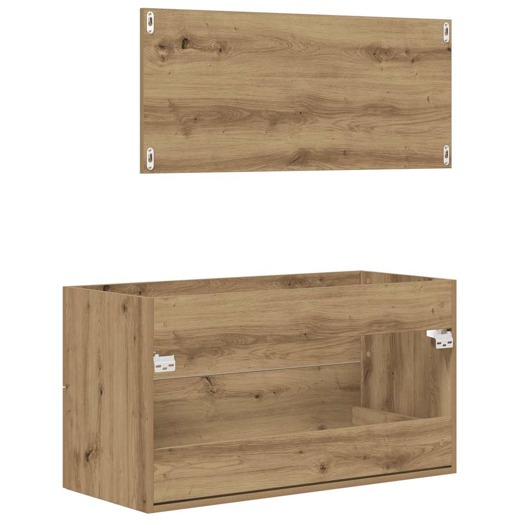 2-delige Badkamermeubelset bewerkt hout artisanaal eikenkleur is nu te koop bij PeponiXL, paradijselijk wonen!