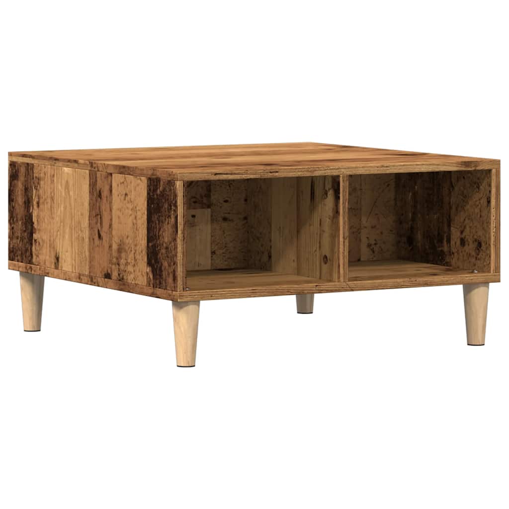 Salontafel 60x60x30 cm bewerkt hout oud houtkleurig is nu te koop bij PeponiXL, paradijselijk wonen!