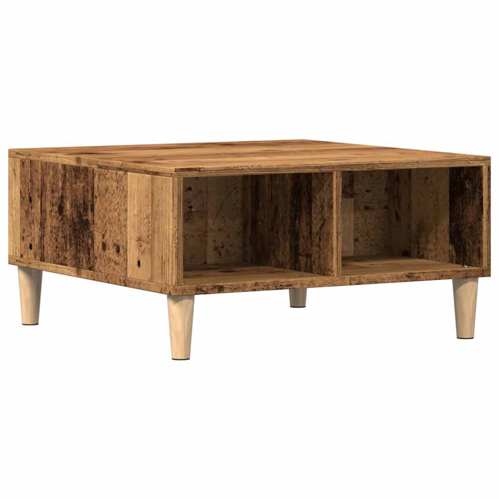 Salontafel 60x60x30 cm bewerkt hout oud houtkleurig is nu te koop bij PeponiXL, paradijselijk wonen!