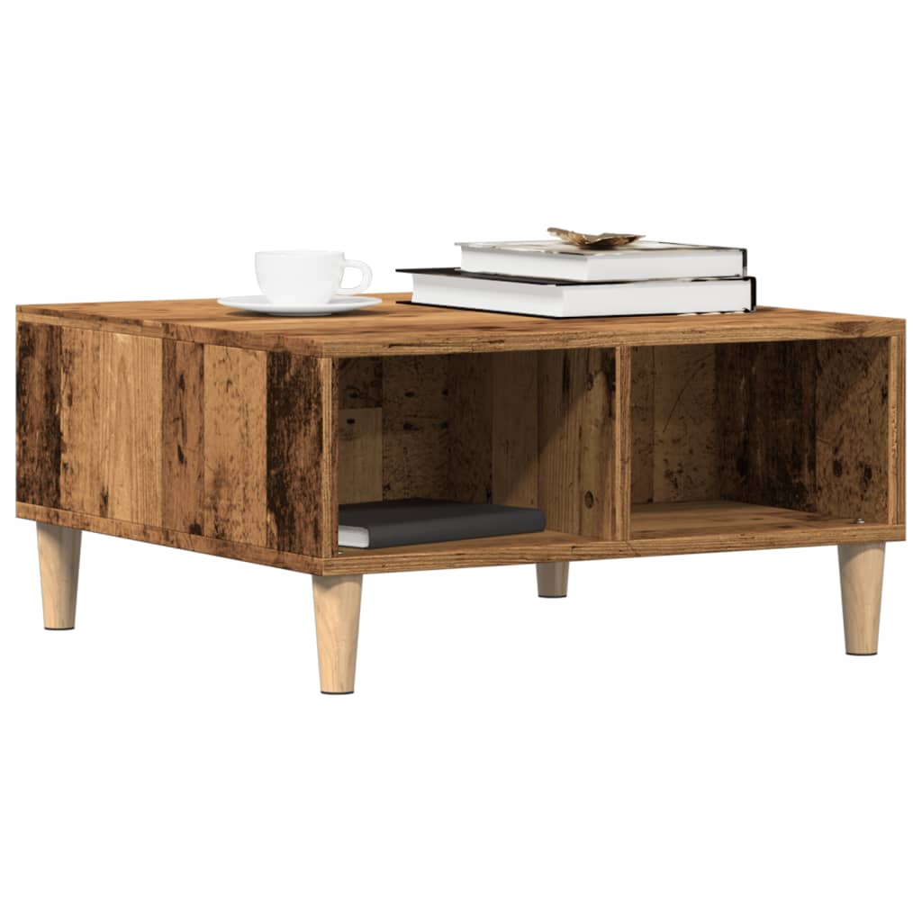Salontafel 60x60x30 cm bewerkt hout oud houtkleurig is nu te koop bij PeponiXL, paradijselijk wonen!