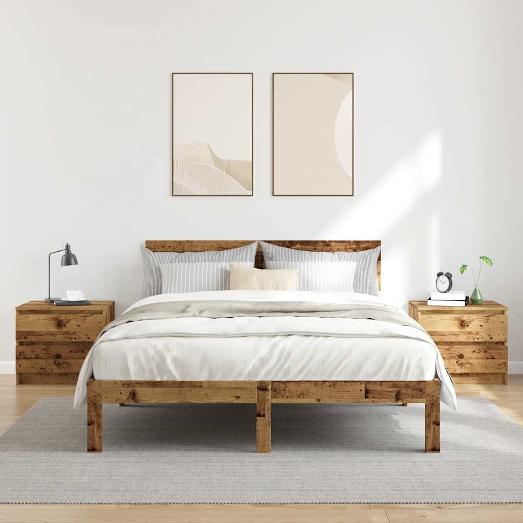 Nachtkastjes 2 st 50x40x43.5 cm bewerkt hout oud houtkleurig is nu te koop bij PeponiXL, paradijselijk wonen!