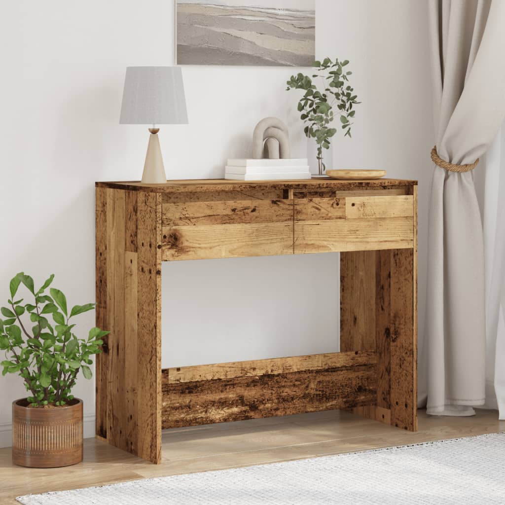 Wandtafel 89x41x76,5 cm bewerkt hout oud houtkleurig is nu te koop bij PeponiXL, paradijselijk wonen!