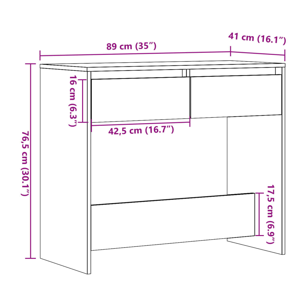 Wandtafel 89x41x76,5 cm bewerkt hout artisanaal eikenkleurig is nu te koop bij PeponiXL, paradijselijk wonen!