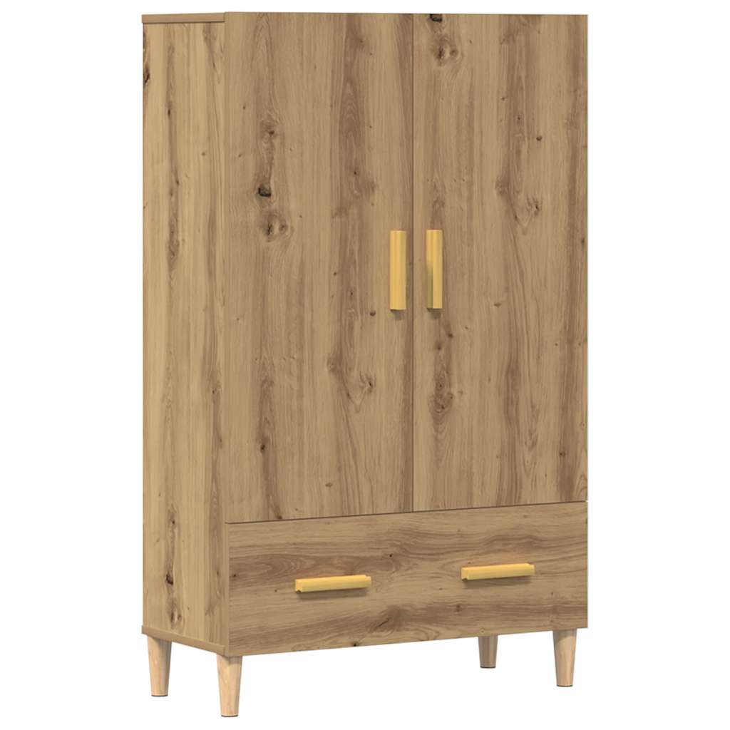 Hoge kast 70x31x115 cm bewerkt hout artisanaal eikenkleur is nu te koop bij PeponiXL, paradijselijk wonen!