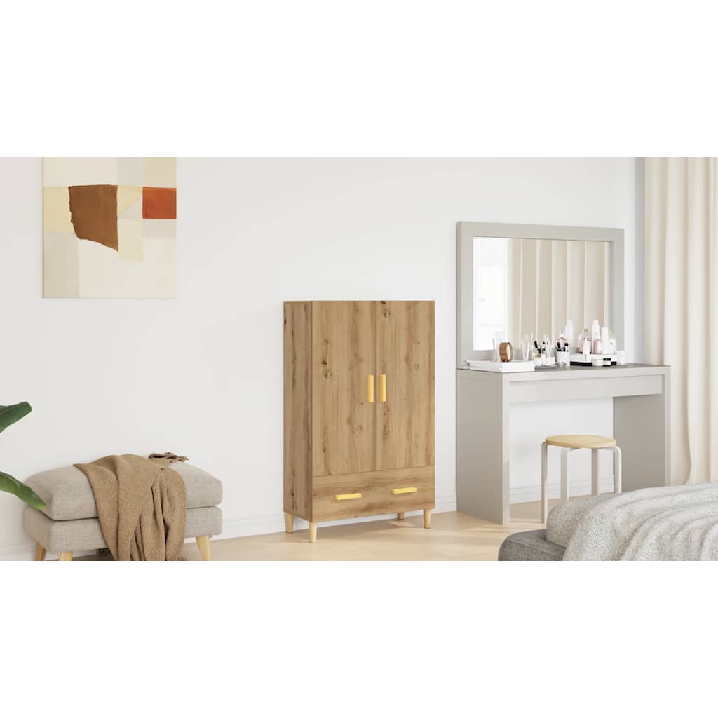 Hoge kast 70x31x115 cm bewerkt hout artisanaal eikenkleur is nu te koop bij PeponiXL, paradijselijk wonen!