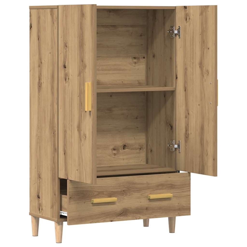Hoge kast 70x31x115 cm bewerkt hout artisanaal eikenkleur is nu te koop bij PeponiXL, paradijselijk wonen!