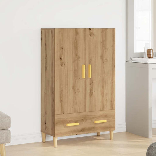 Hoge kast 70x31x115 cm bewerkt hout artisanaal eikenkleur is nu te koop bij PeponiXL, paradijselijk wonen!