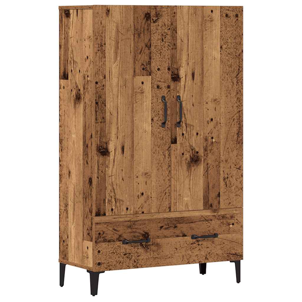 Hoge kast 70x31x115 cm bewerkt hout oud houtkleurig is nu te koop bij PeponiXL, paradijselijk wonen!