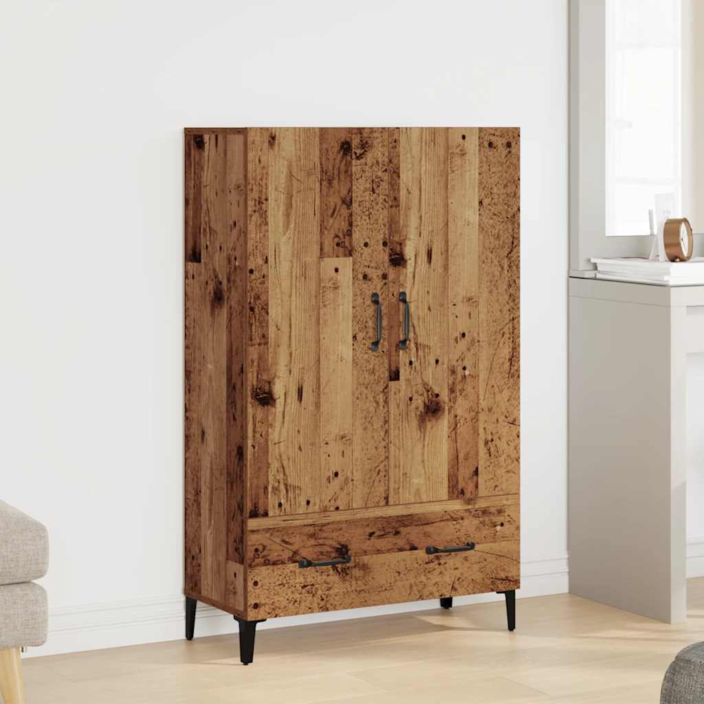 Hoge kast 70x31x115 cm bewerkt hout oud houtkleurig is nu te koop bij PeponiXL, paradijselijk wonen!