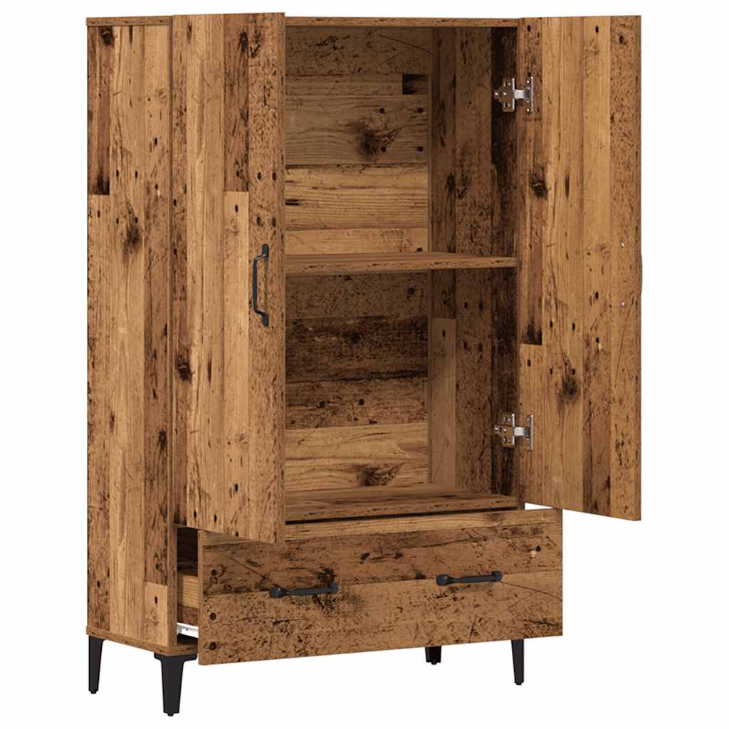Hoge kast 70x31x115 cm bewerkt hout oud houtkleurig is nu te koop bij PeponiXL, paradijselijk wonen!