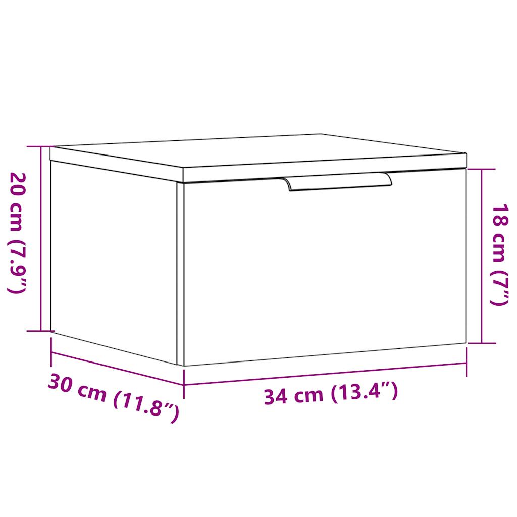 Nachtkastje wandgemonteerd 34x30x20 cm oud houtkleurig is nu te koop bij PeponiXL, paradijselijk wonen!