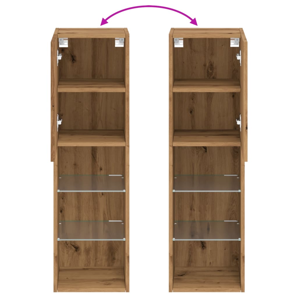 Tv-meubels met LED's 2 st 30,5x30x102 cm artisanaal eiken is nu te koop bij PeponiXL, paradijselijk wonen!