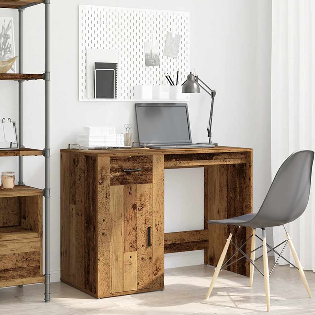 Bureau 100x49x75 cm bewerkt hout oud houtkleurig is nu te koop bij PeponiXL, paradijselijk wonen!