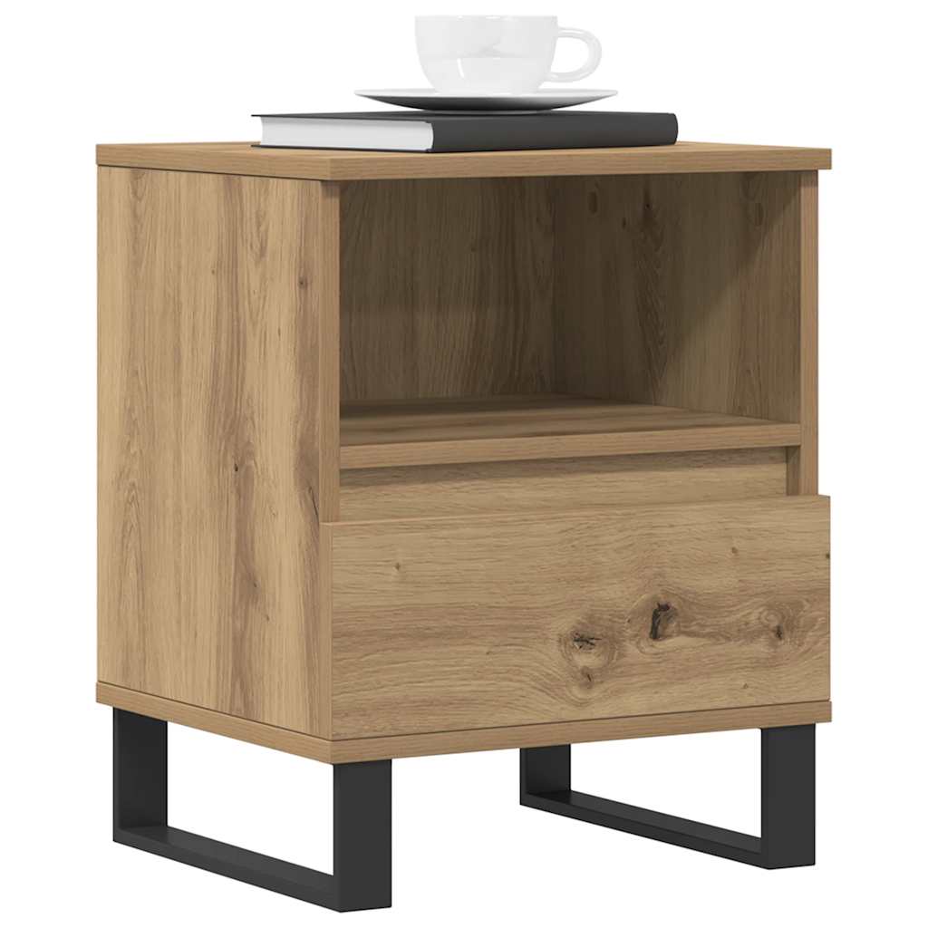 Nachtkastjes 2 st 40x35x50cm bewerkt hout artisanaal eikenkleur is nu te koop bij PeponiXL, paradijselijk wonen!