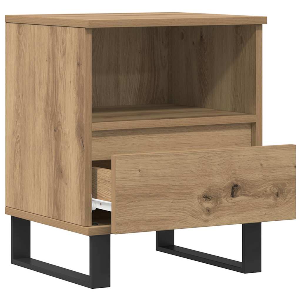Nachtkastjes 2 st 40x35x50cm bewerkt hout artisanaal eikenkleur is nu te koop bij PeponiXL, paradijselijk wonen!