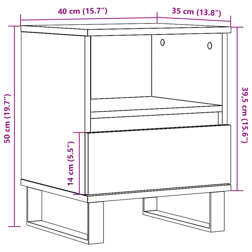 Nachtkastjes 2 st 40x35x50cm bewerkt hout artisanaal eikenkleur is nu te koop bij PeponiXL, paradijselijk wonen!