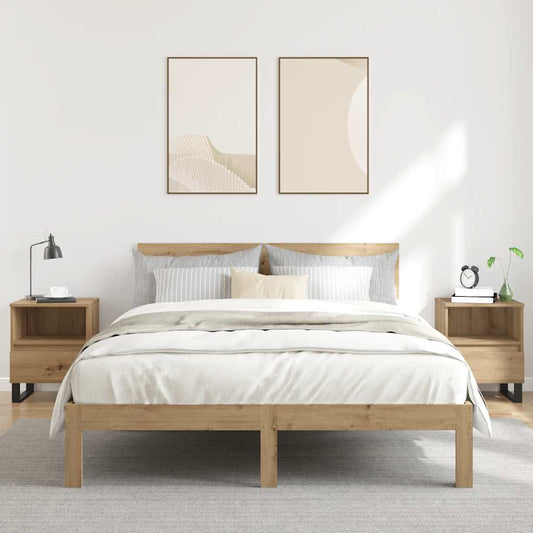 Nachtkastjes 2 st 40x35x50cm bewerkt hout artisanaal eikenkleur is nu te koop bij PeponiXL, paradijselijk wonen!